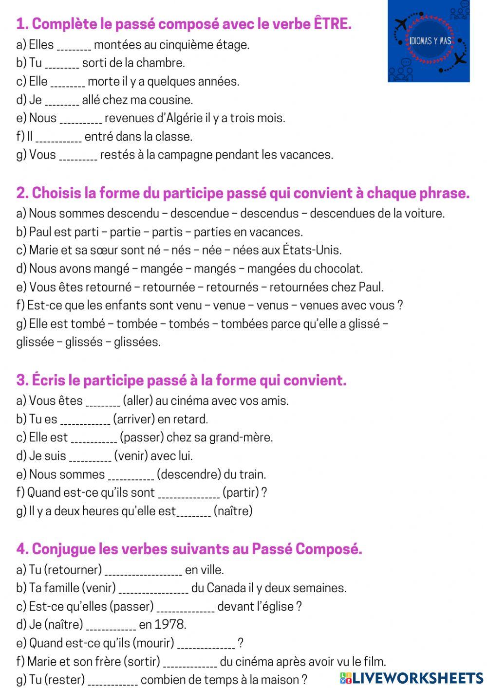 Le passé composé avec ÊTRE