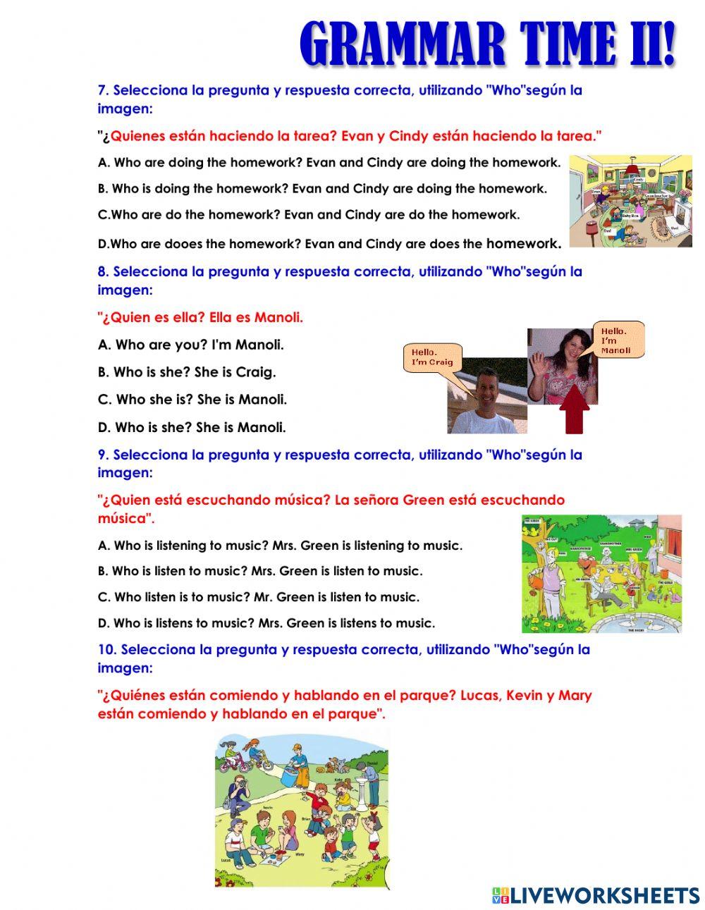 Lección 7 - Uso de Who, Why y Because con el verbo to be en presente