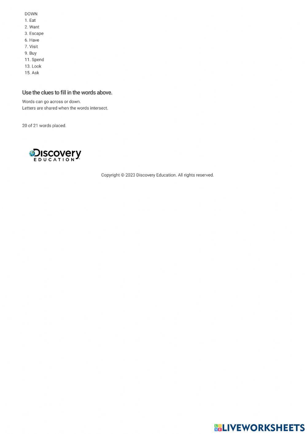 Simple Past: Regular and Irregular Verbs Crossword