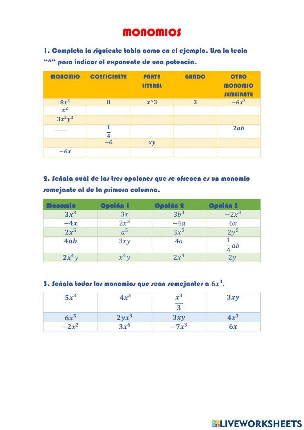 Expresiones algebraicas
