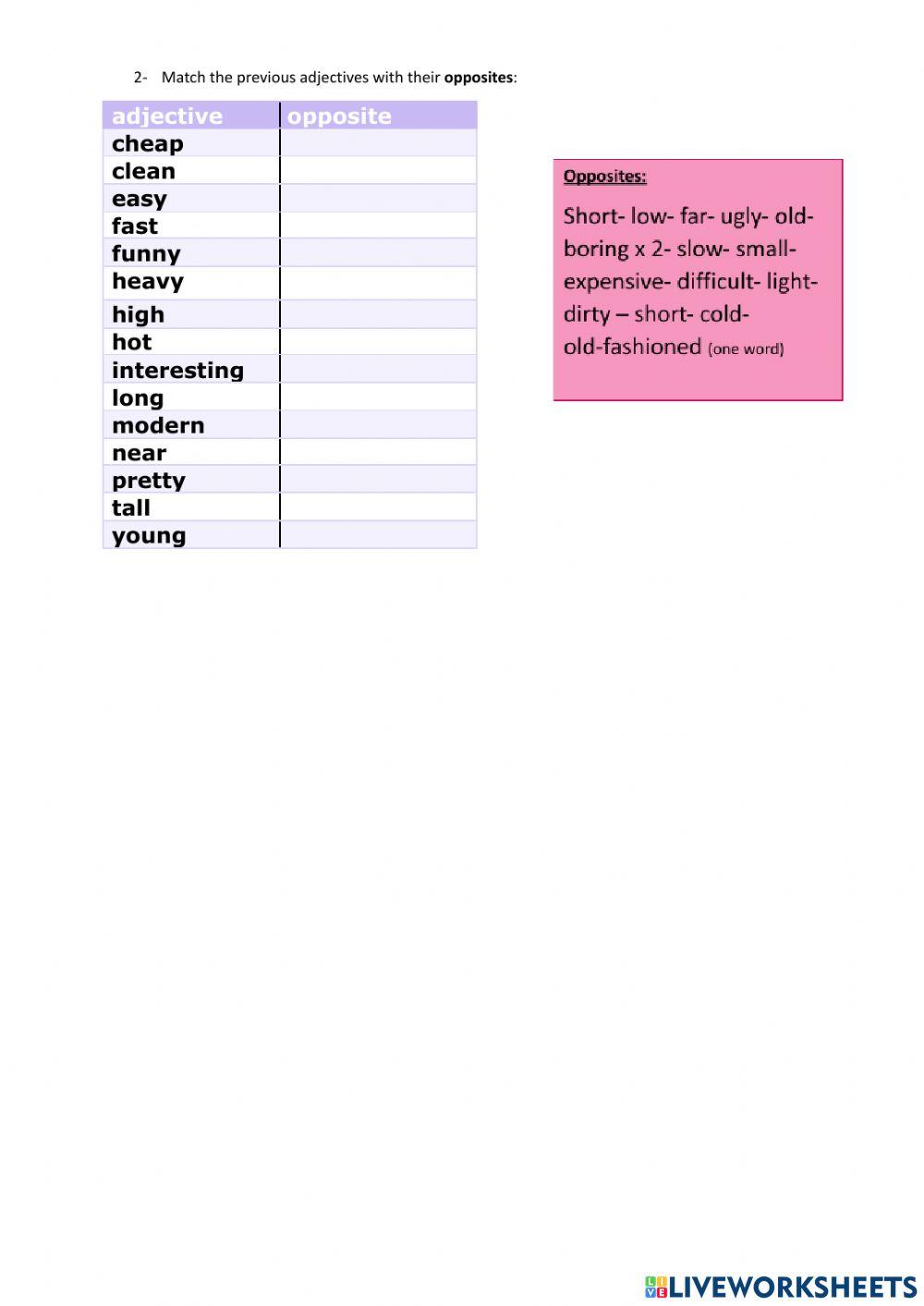 Adjectives in english