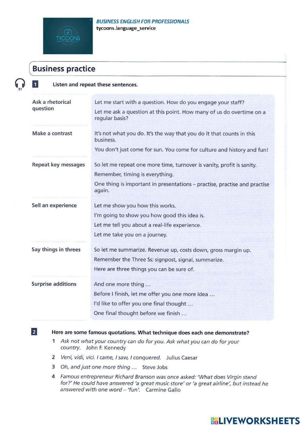 Presentations techniques