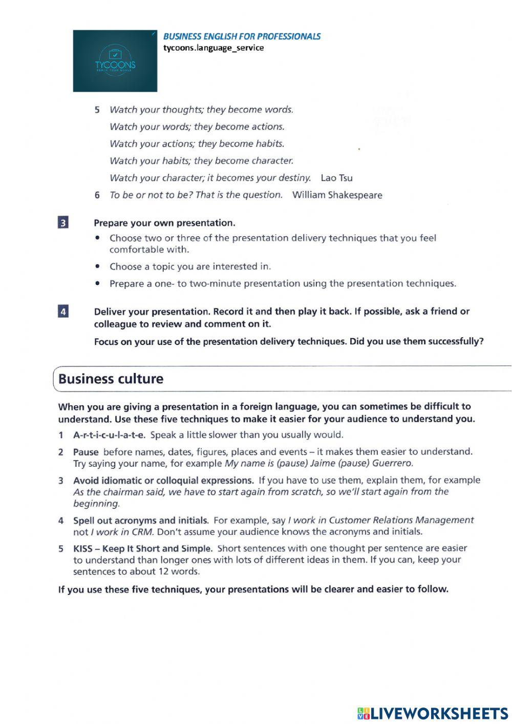 Presentations techniques