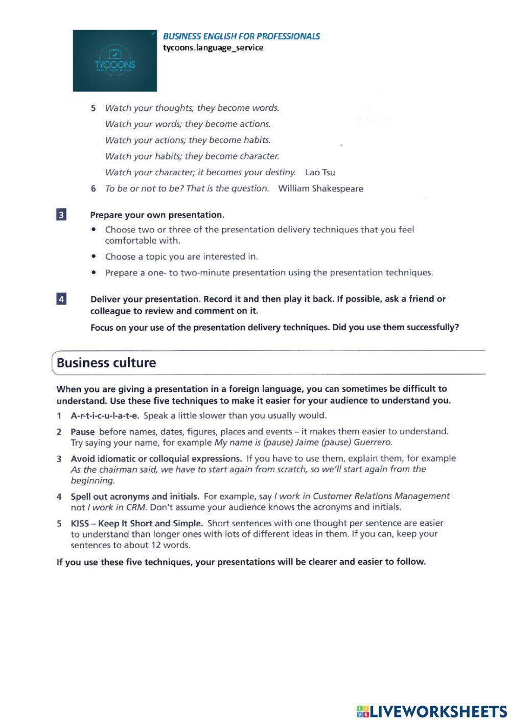 Presentations techniques