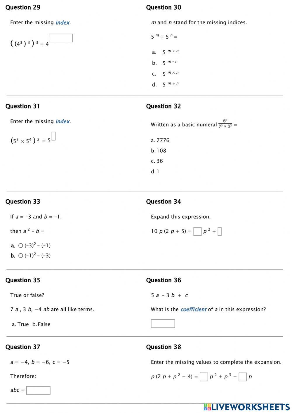 Year 8 (T2W1-2023) - End of Term 1 Test (Part A)