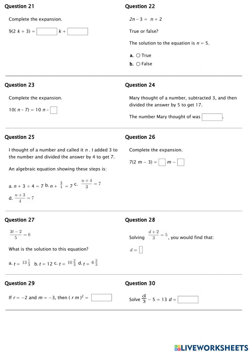 Year 8 (T2W1-2023) - End of Term 1 Test (Part B)