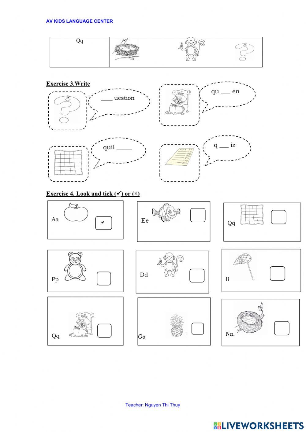 PBT Unit 6 letter Qq