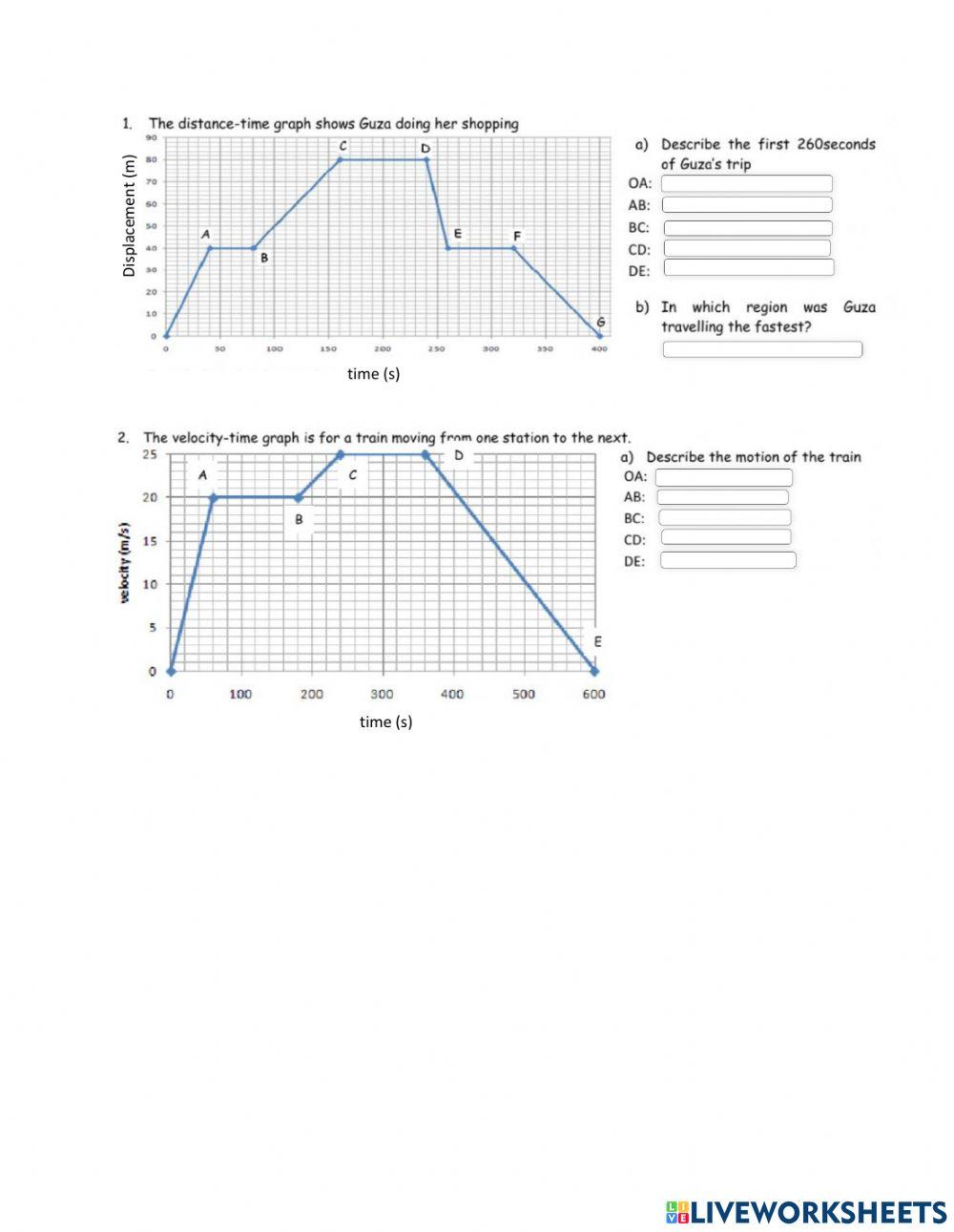 Acceleration Graph online exercise for | Live Worksheets