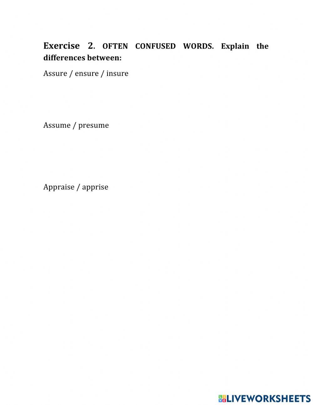 Academic Vocabulary: synonyms and confusing words