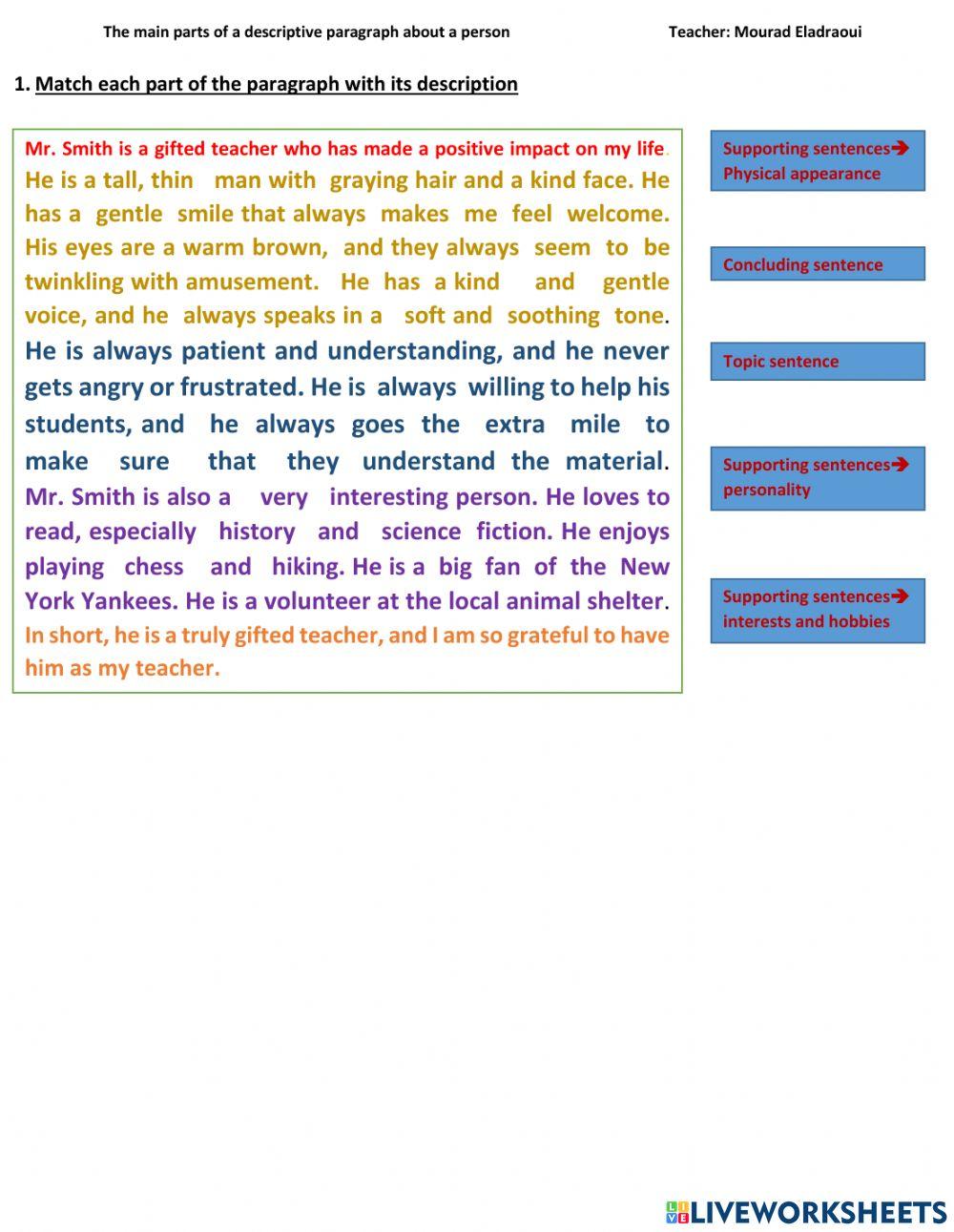 Escriptive paragraph