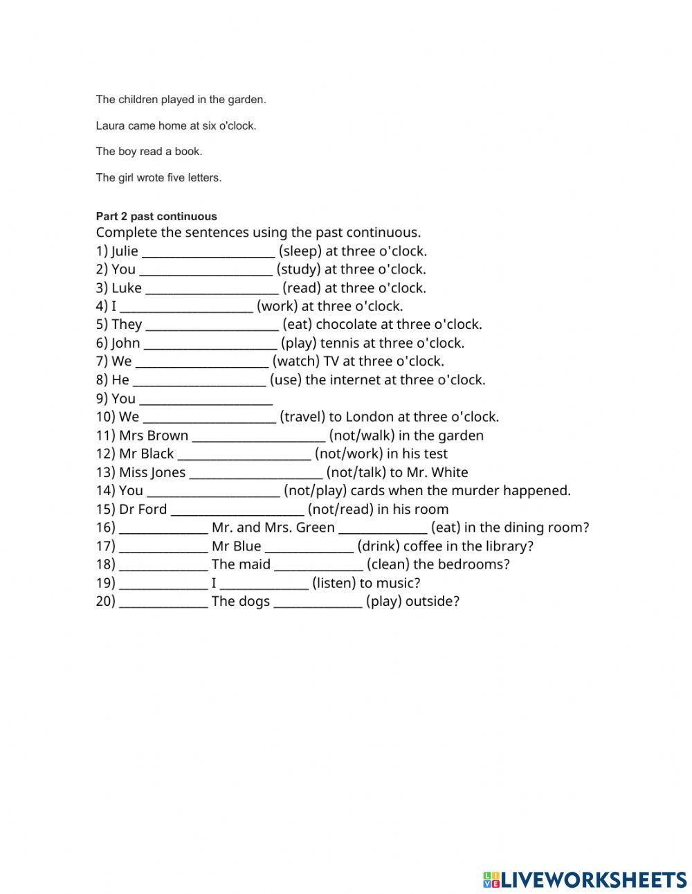 Past simple and past continuous test