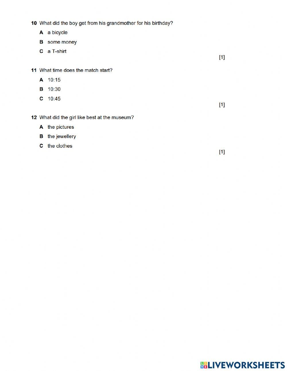 Listening Activity Year 3