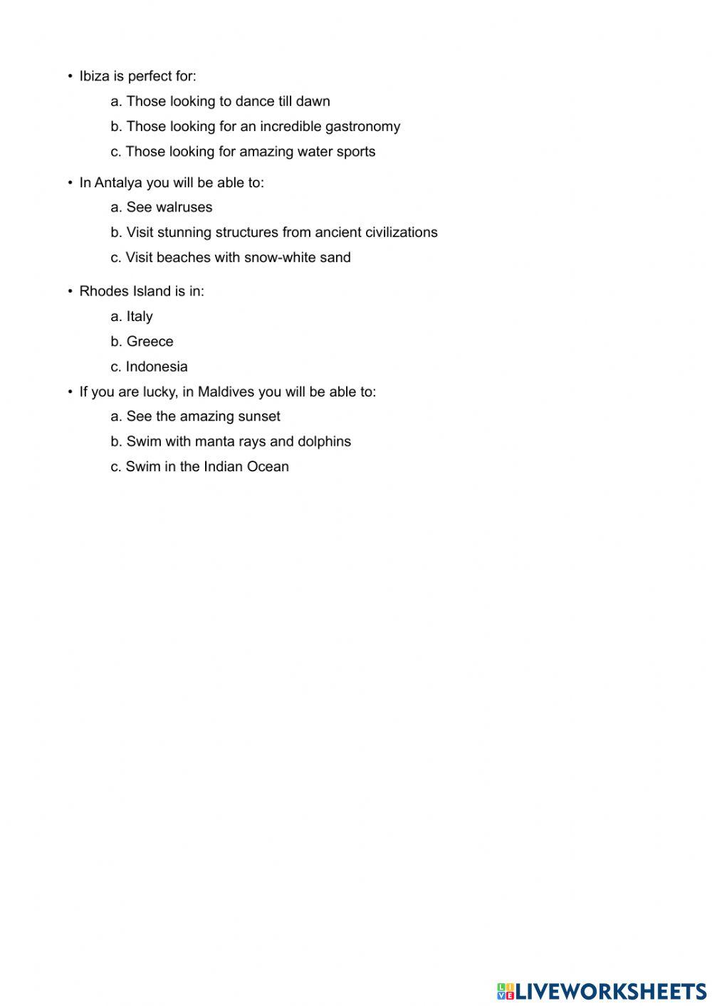 Top 10 summer holiday destination