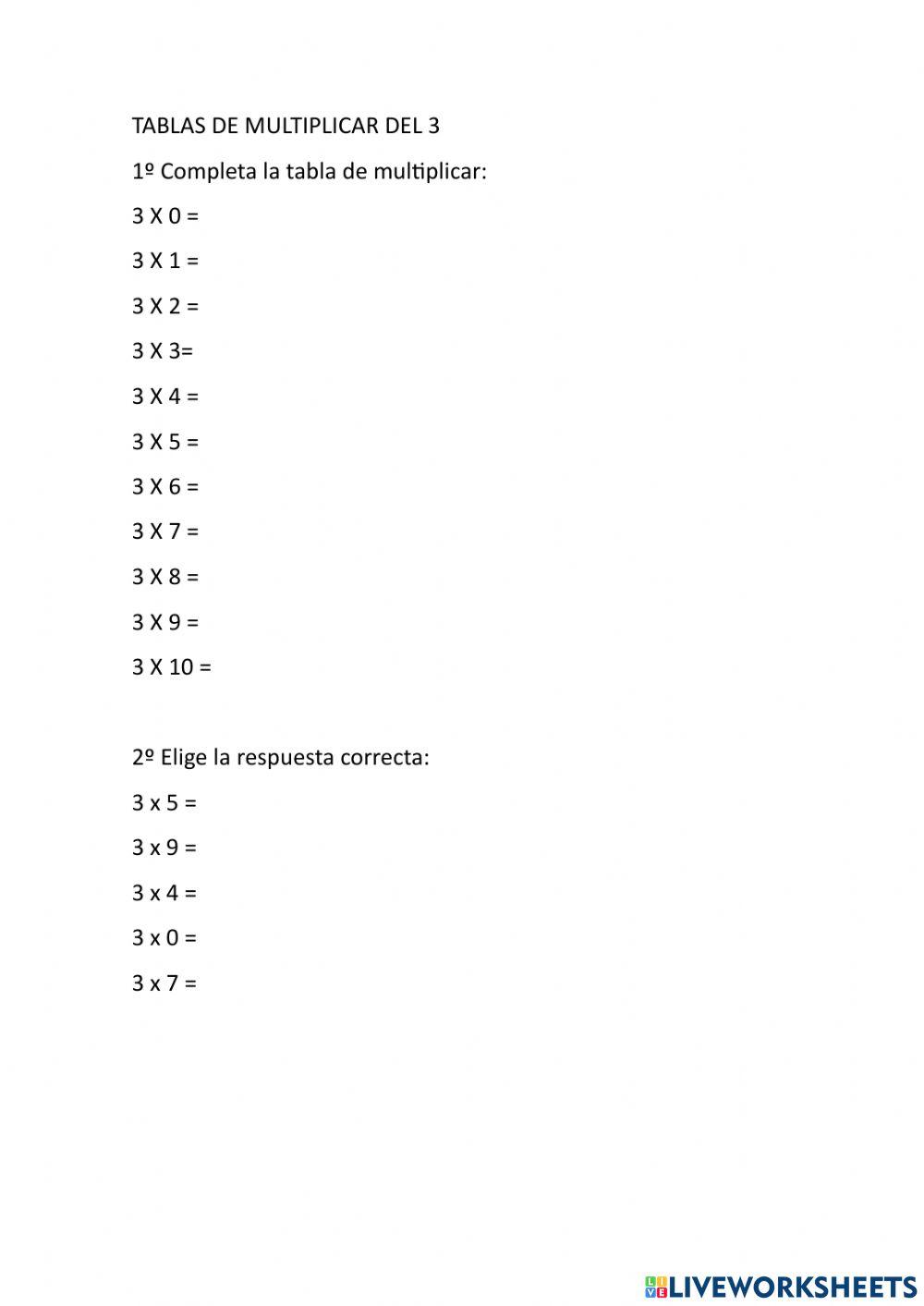 Matemáticas tabla del 3