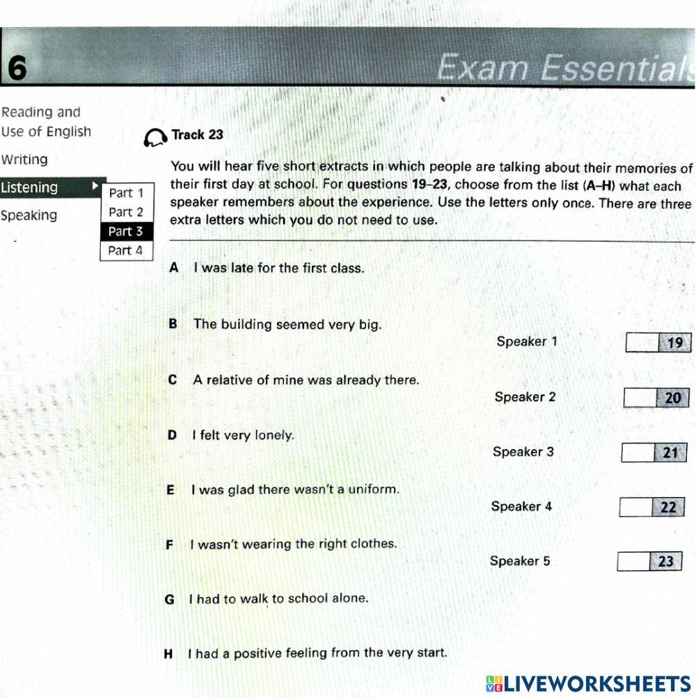 First exam essentials t6 listening
