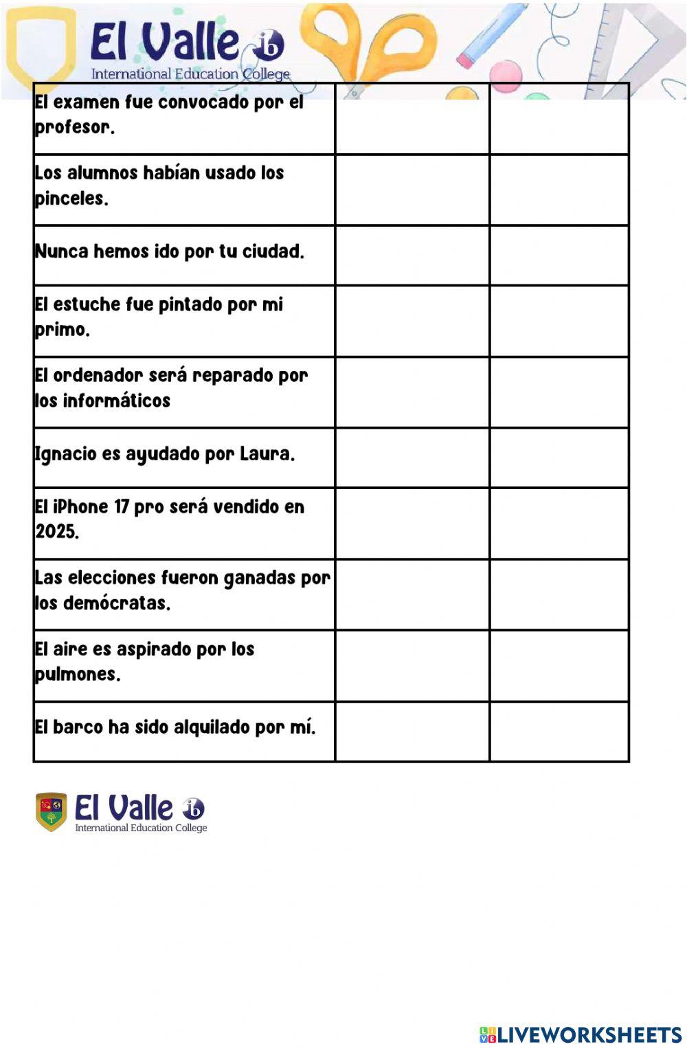 Voz activa - voz pasiva