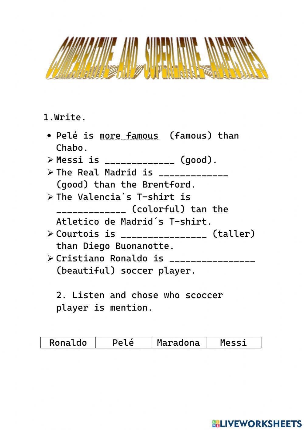 Comparative and superlative adjectives