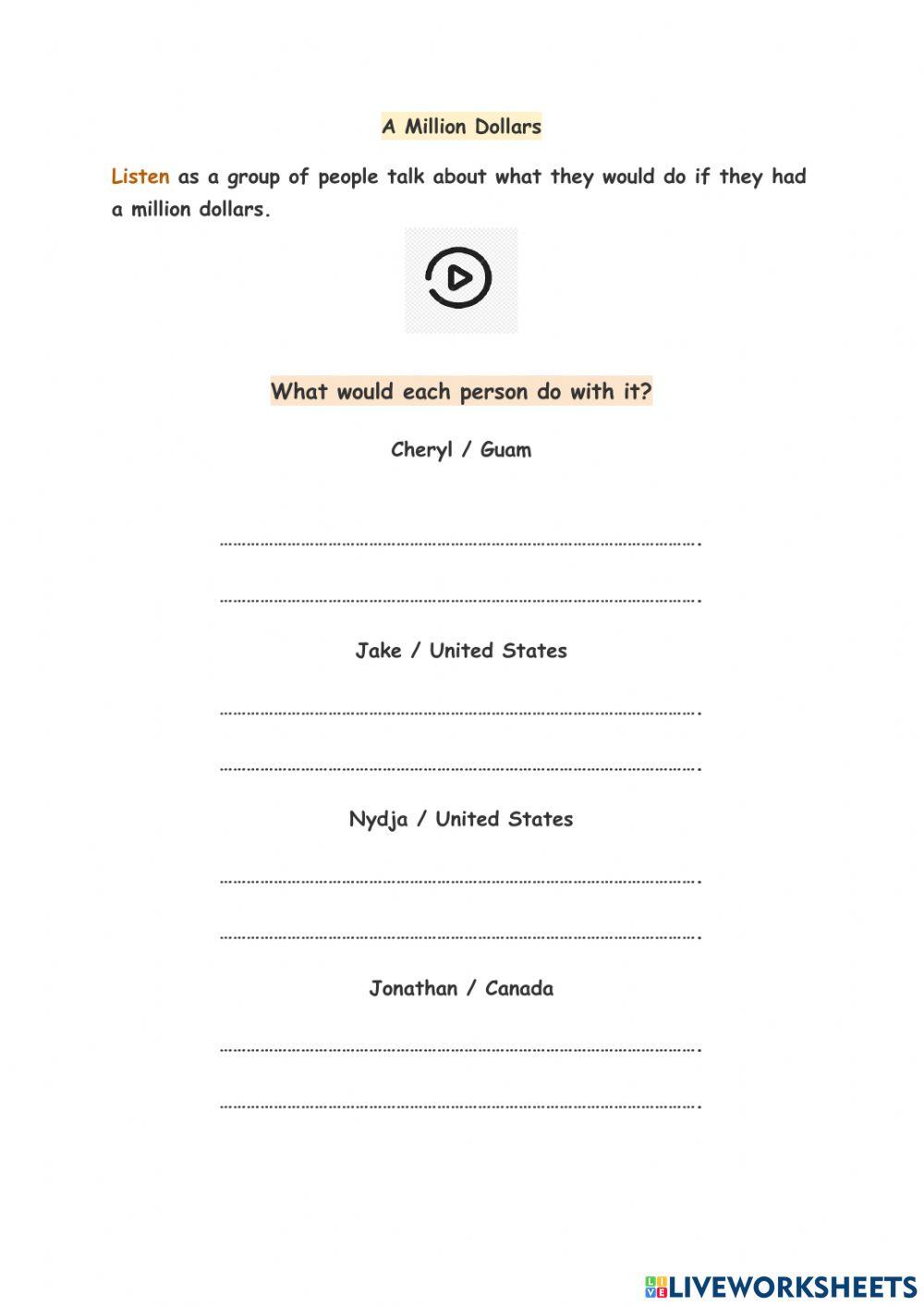 What would you do with a million dollars?