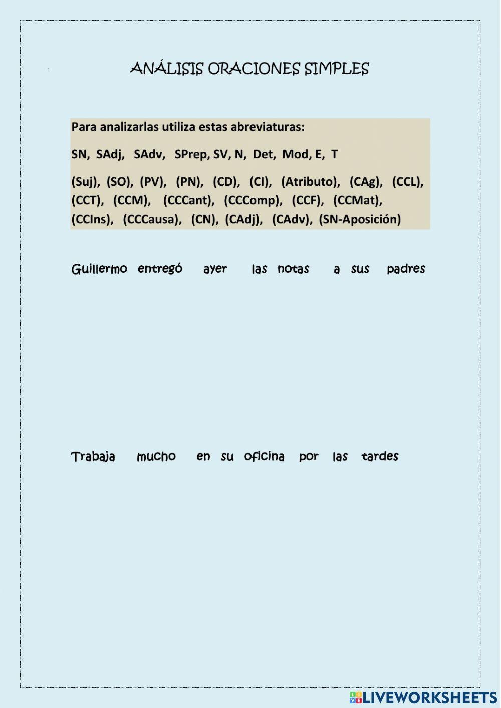 Análisis de oraciones simples