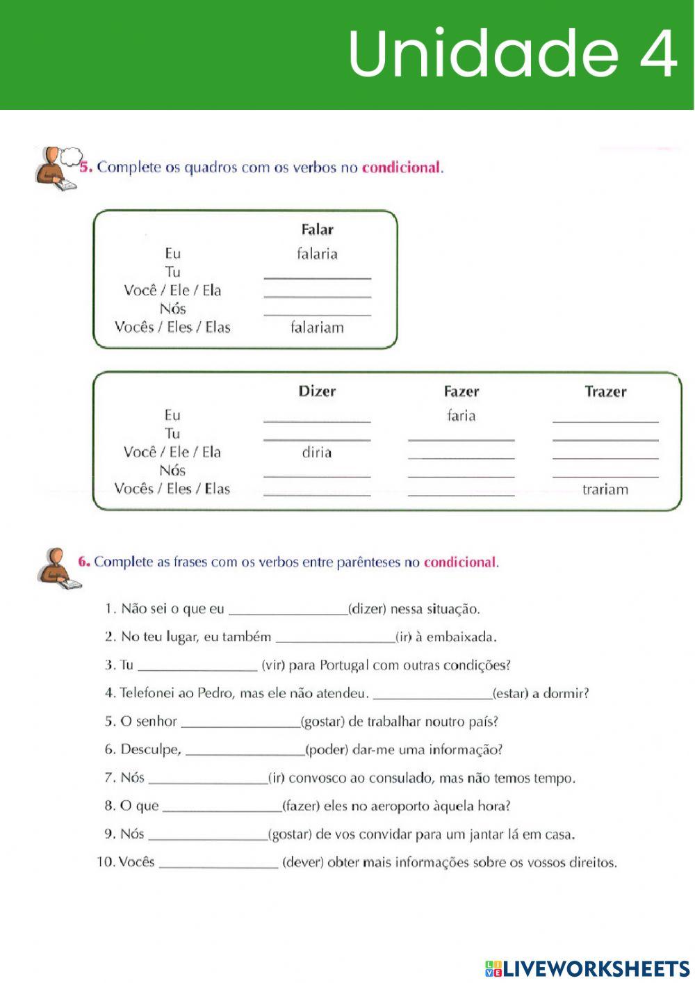 Condicional Simples e Pretérito Imperfeito do Conjuntivo