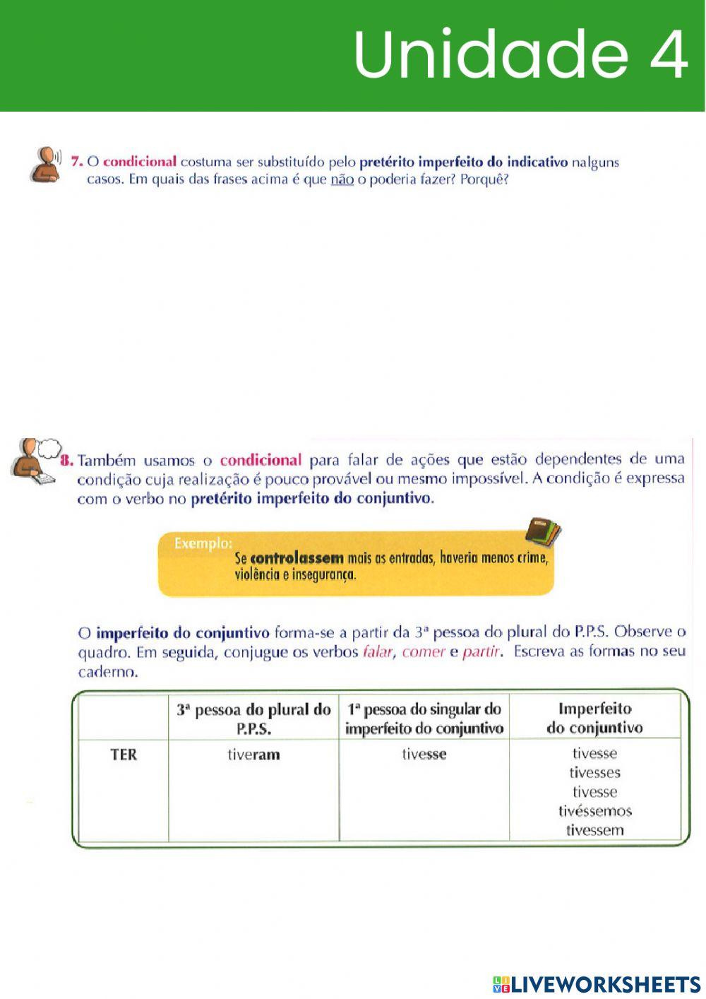 Condicional Simples e Pretérito Imperfeito do Conjuntivo