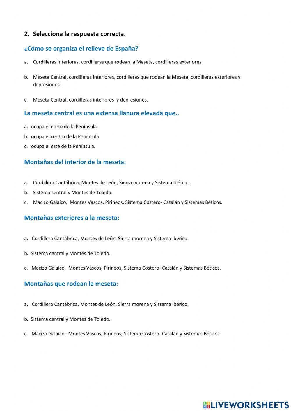 Relieve Costa e Interior