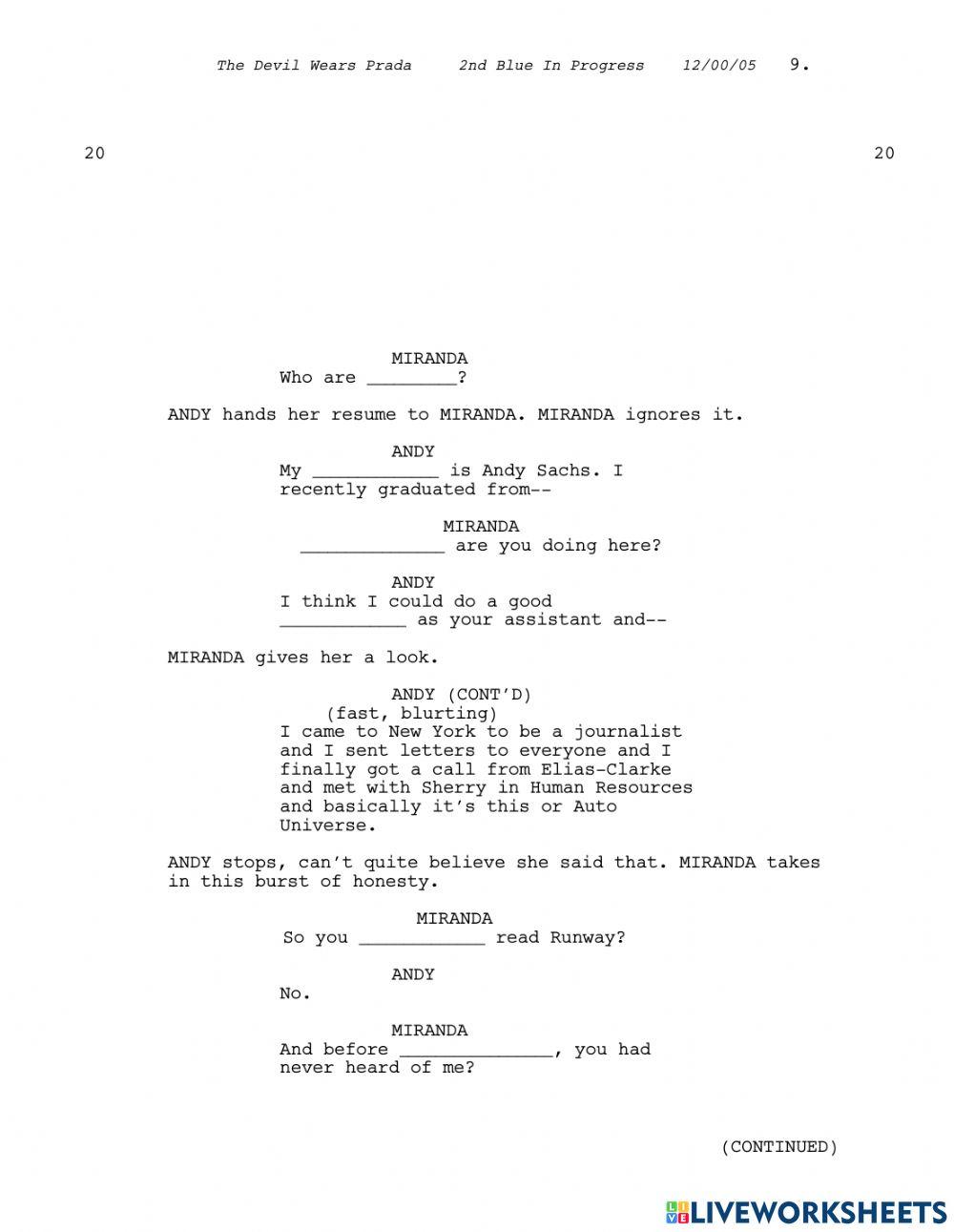 The Devil Wears Prada - job interview scene