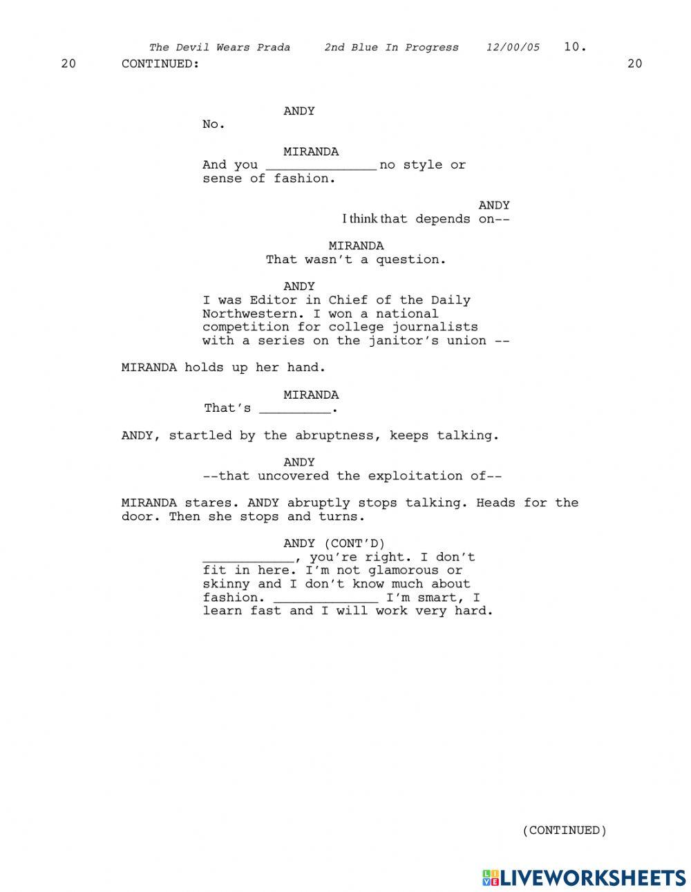 The Devil Wears Prada - job interview scene