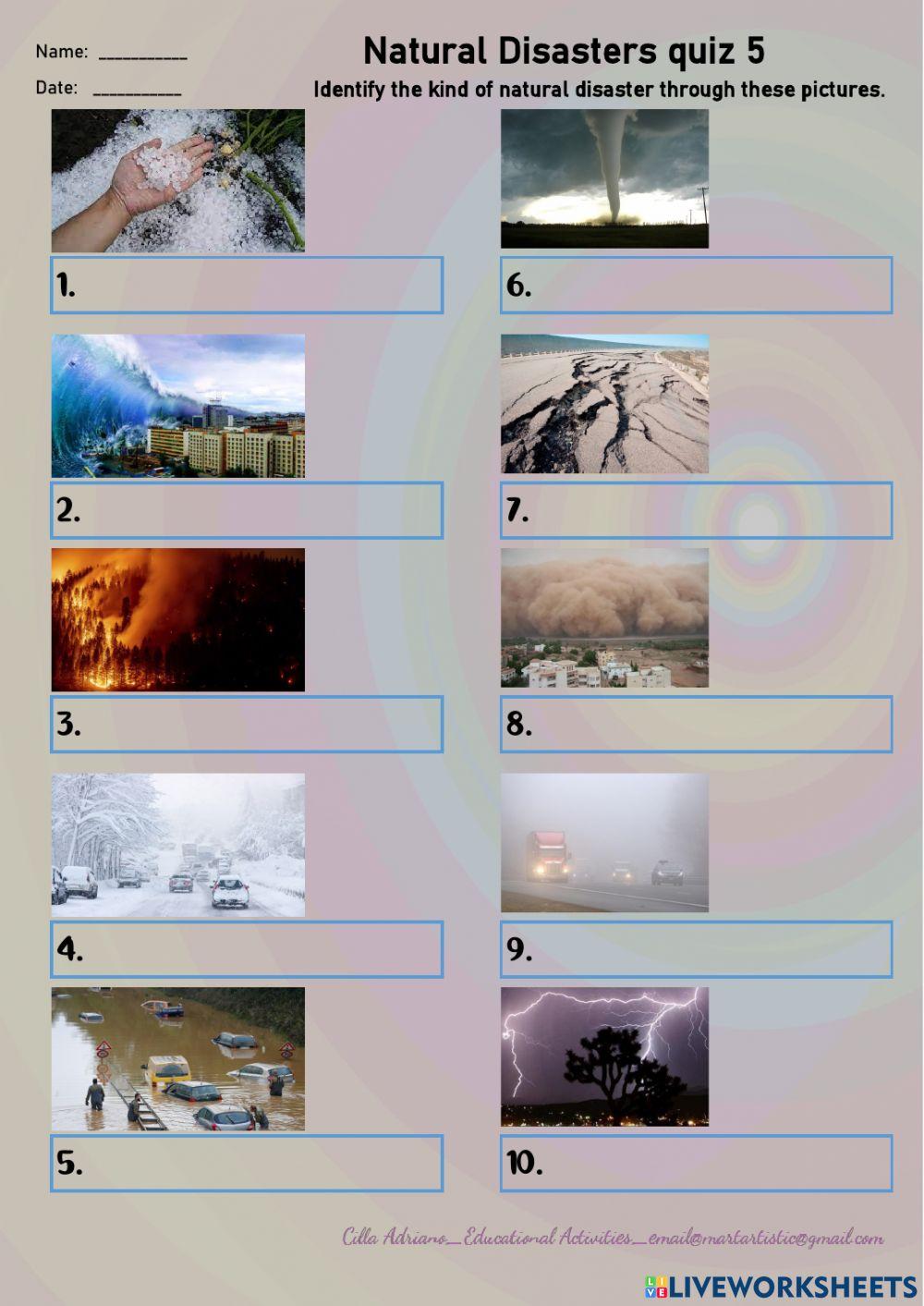 Natural disaster quiz 5 worksheet Live Worksheets