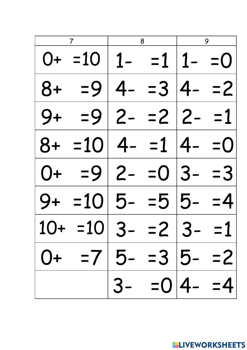 Missing number addition and subtraction