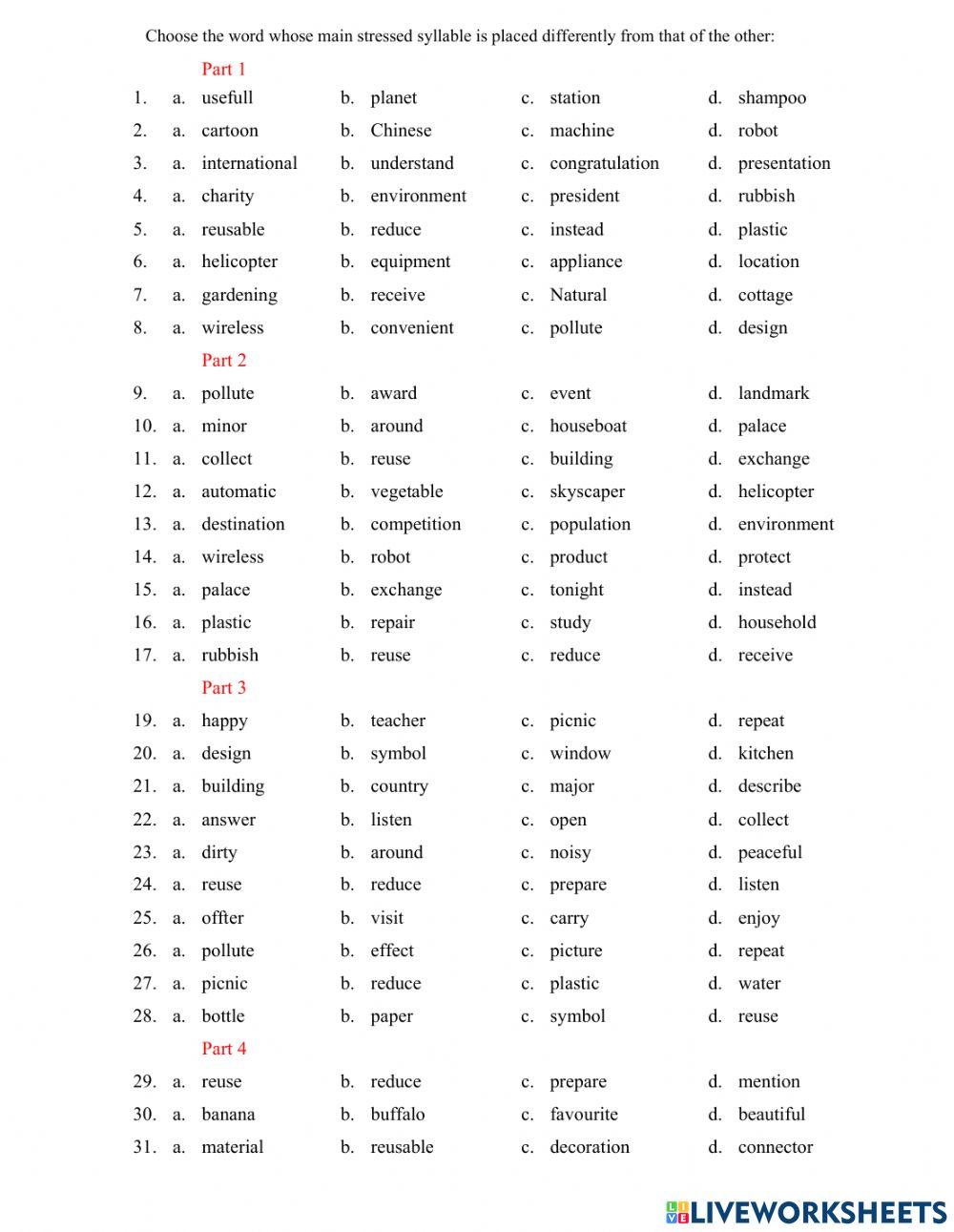 Grade 6 Unit 11 Stress