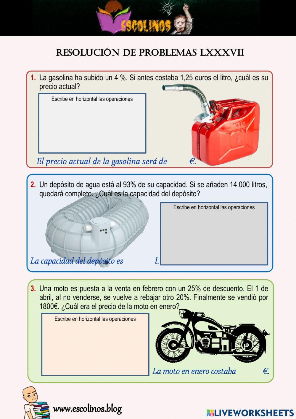 Matemáticas 5º. Resolución de problemas LXXXVII