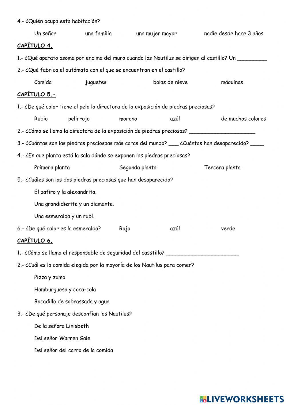 Comprensión lectora  El extraño caso del castillo Billinghurts