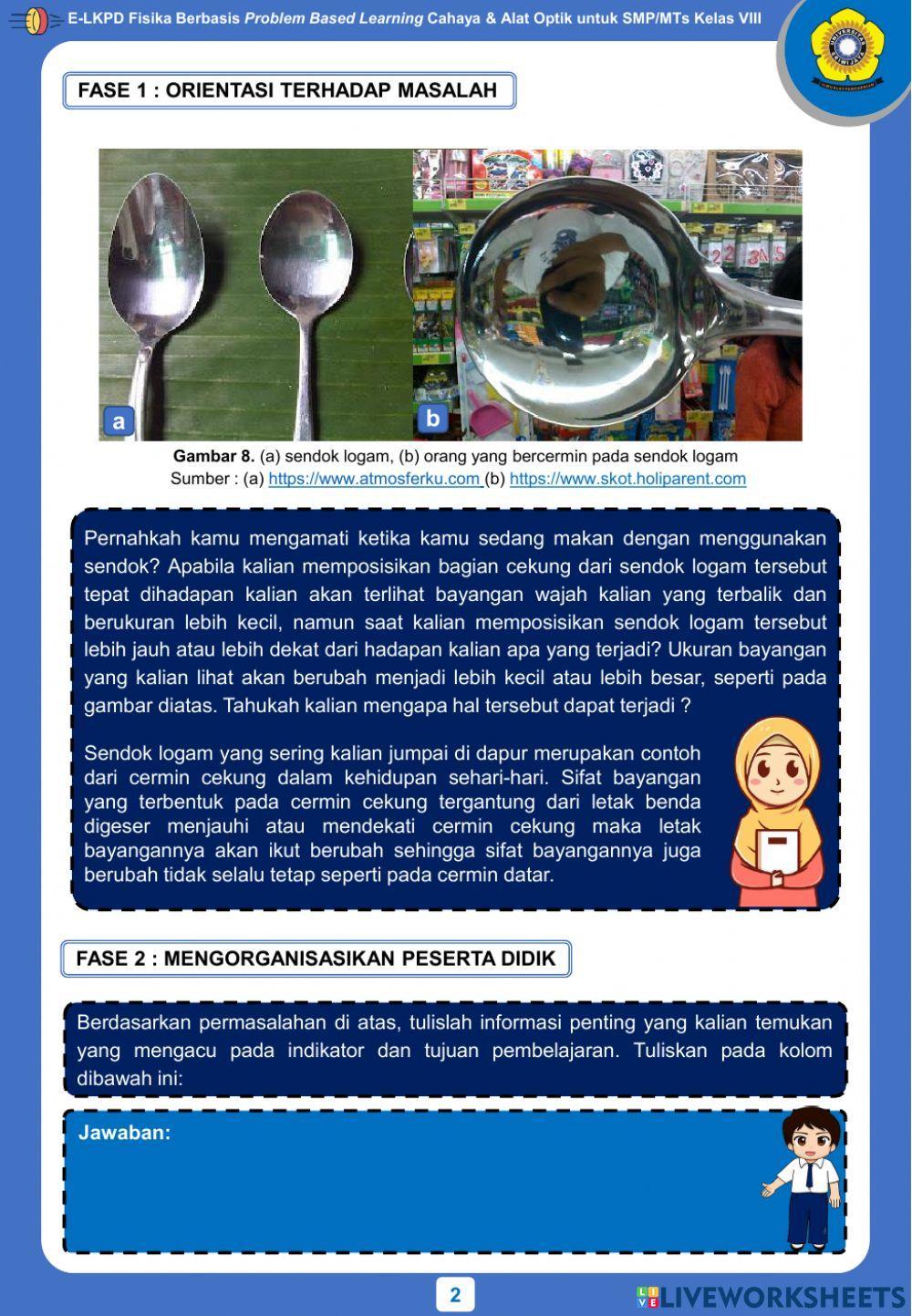 E-LKPD Fisika Berbasis PBL - Kegiatan 3 - Pembentukan Bayangan pada Cermin Cekung