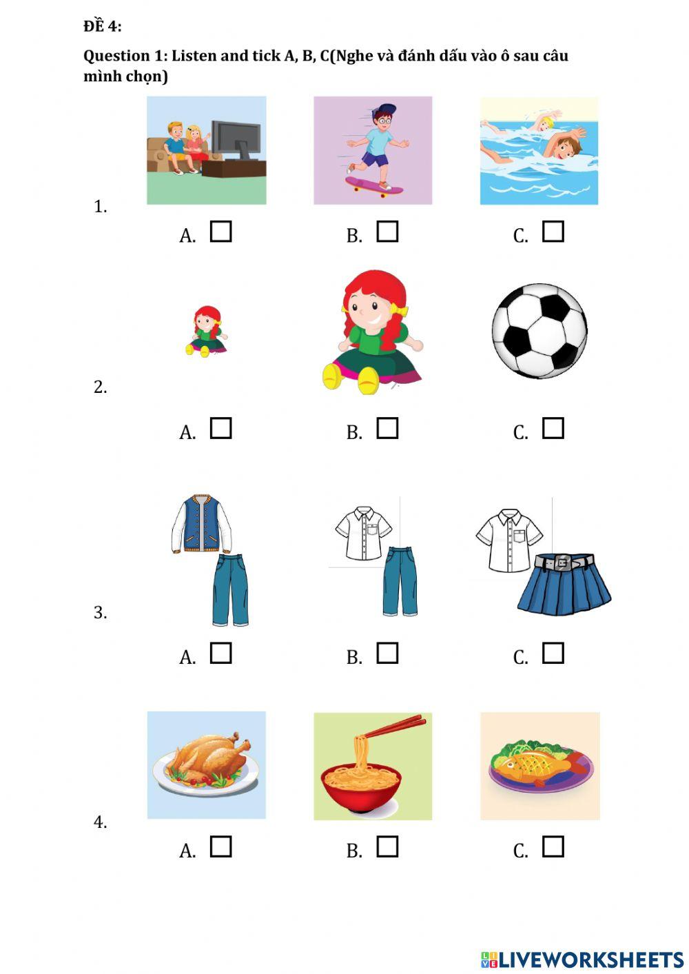 Luyen nghe lop 3 hkii đề 1