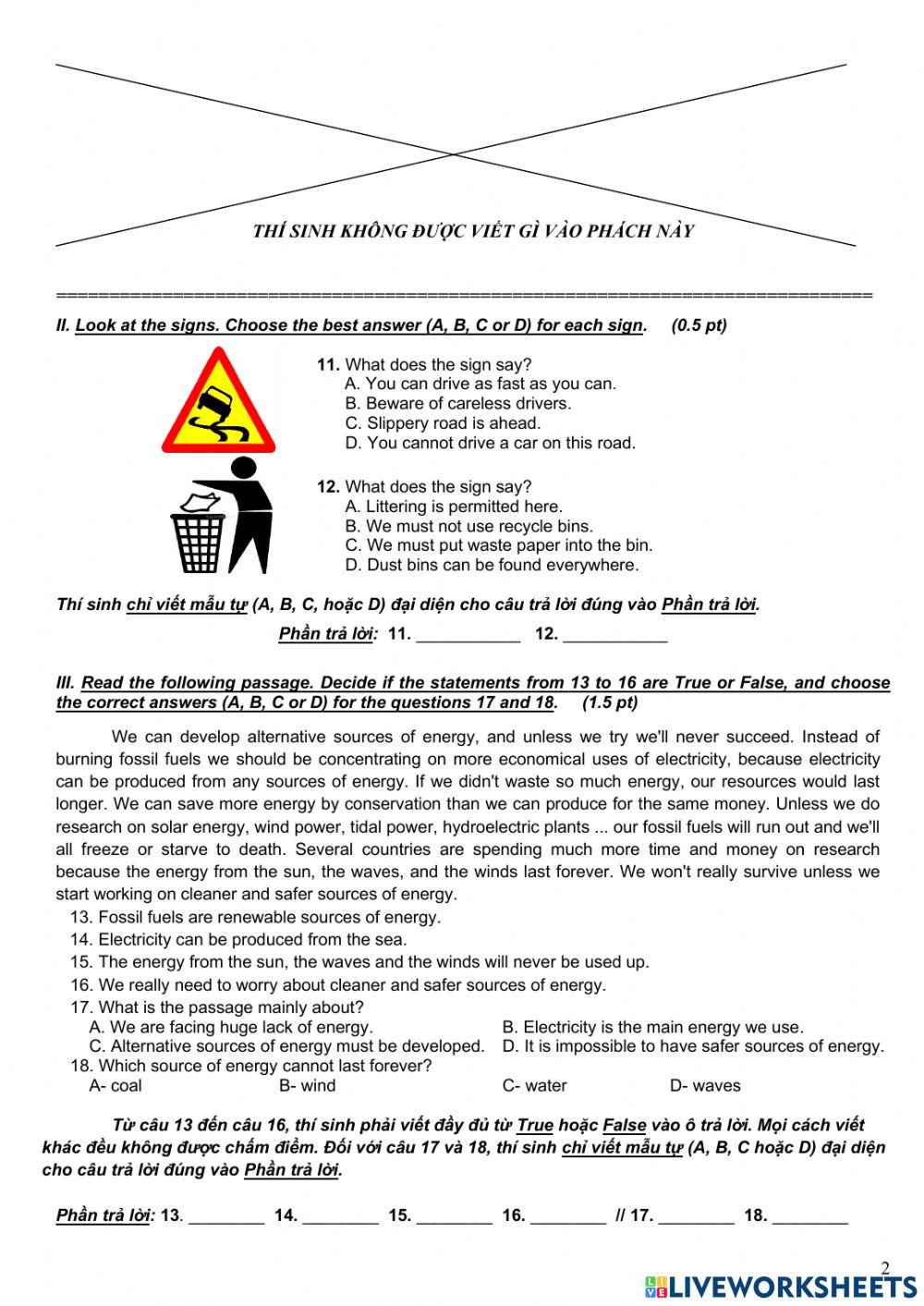 E9 - Đề tuyển sinh THPT chính thức - 2018