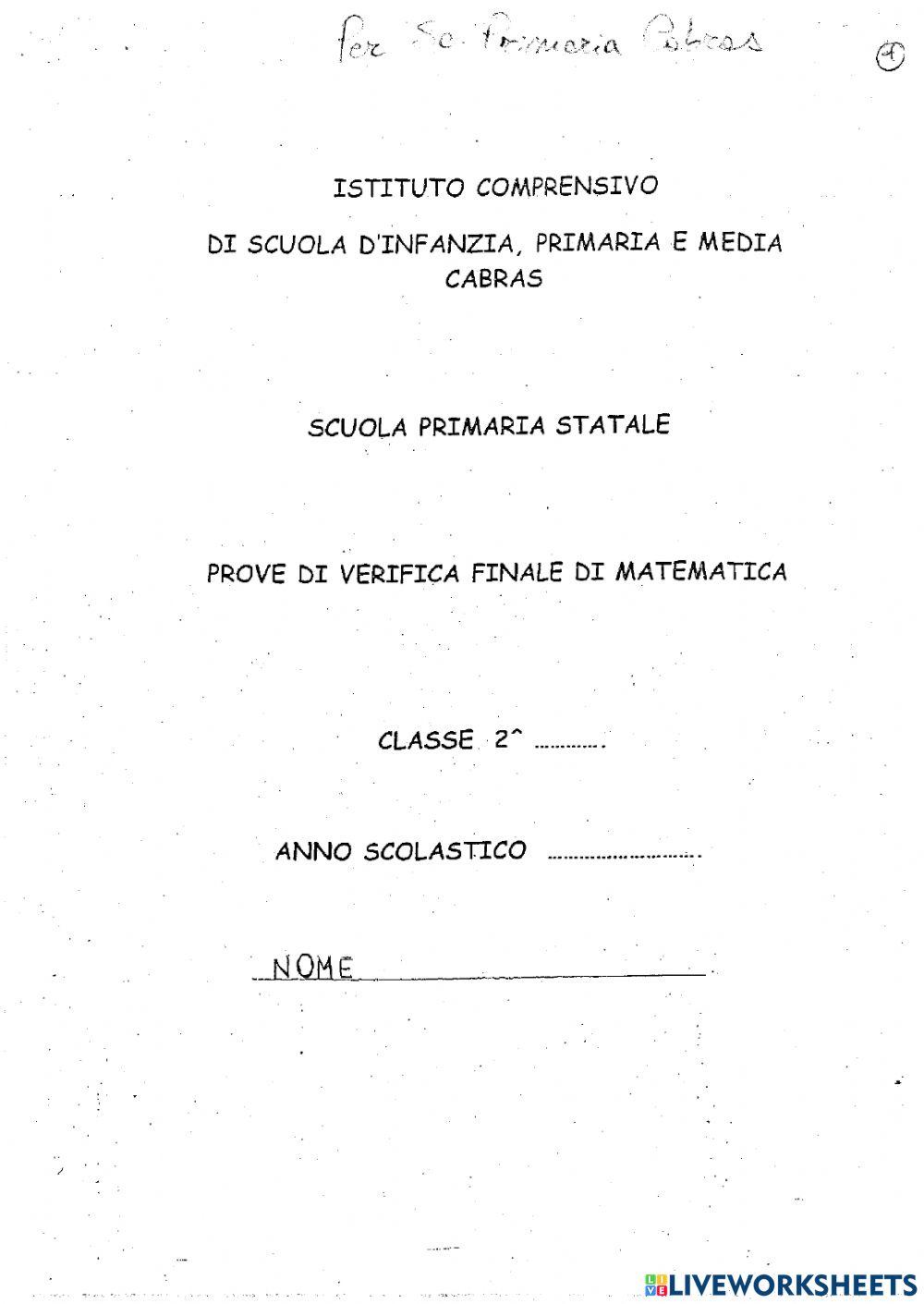 prova in uscita classe seconda