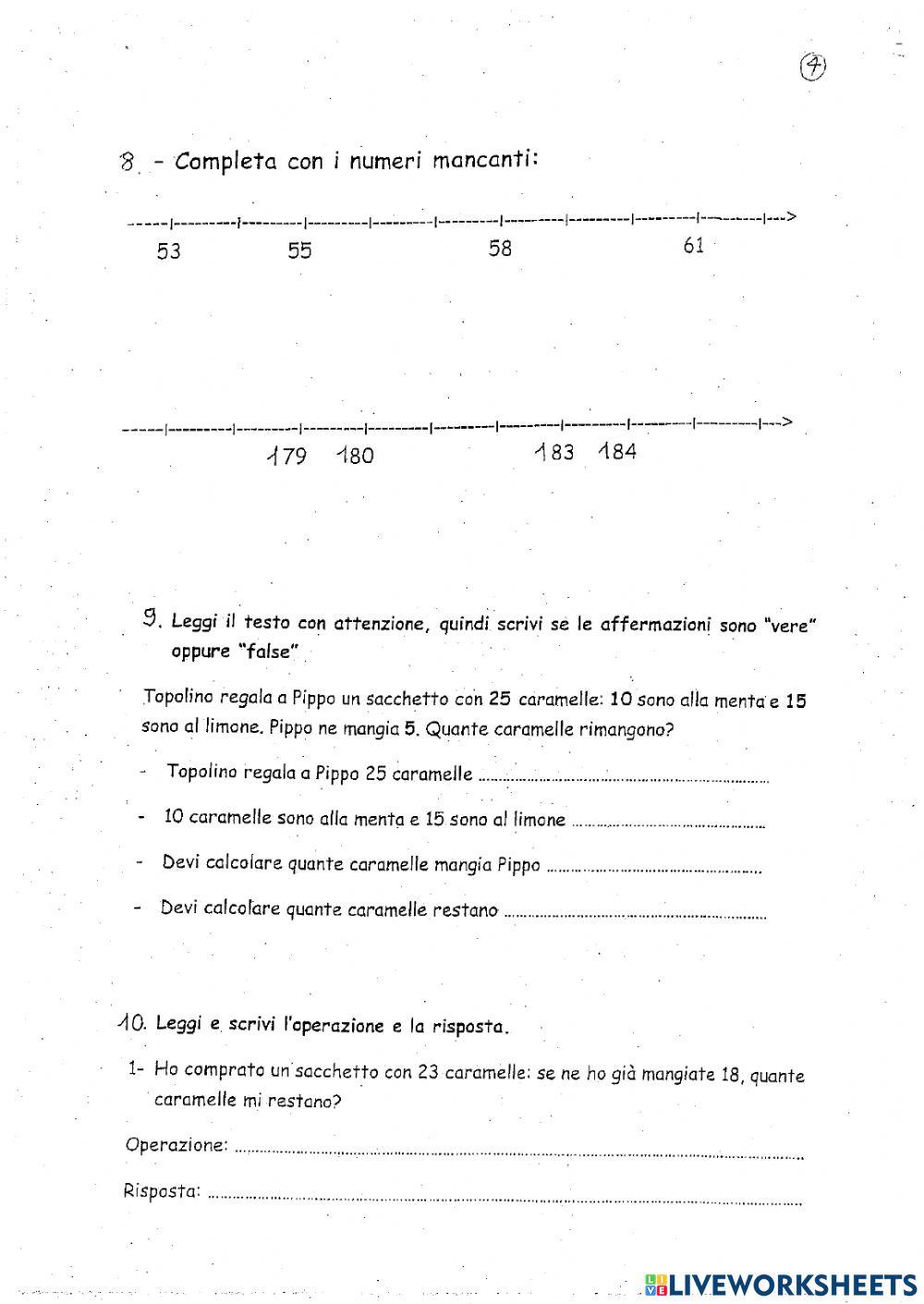prova in uscita classe seconda