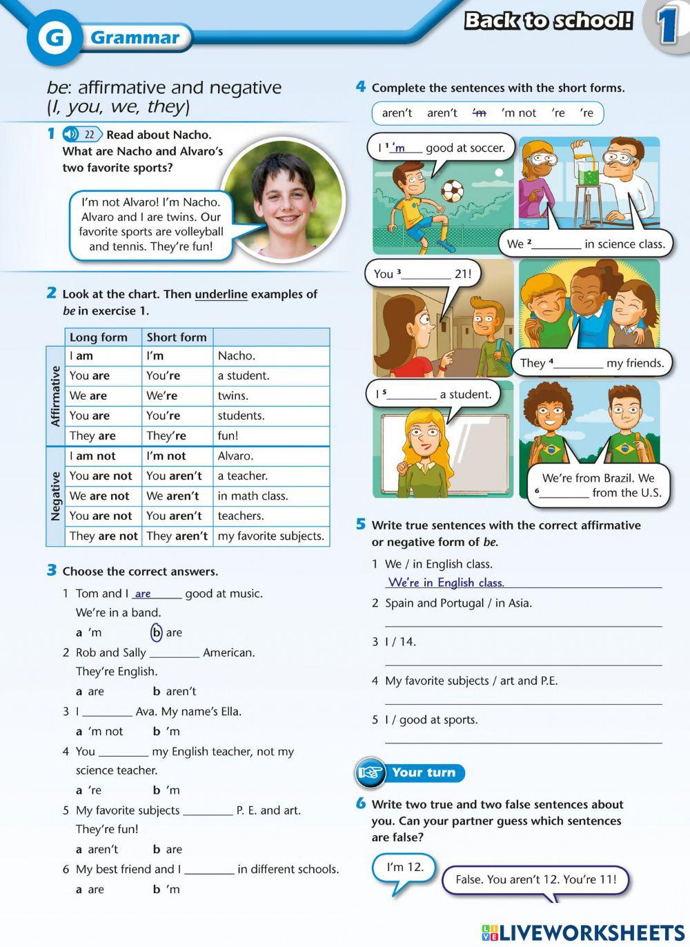 Verb BE affirmative and negative