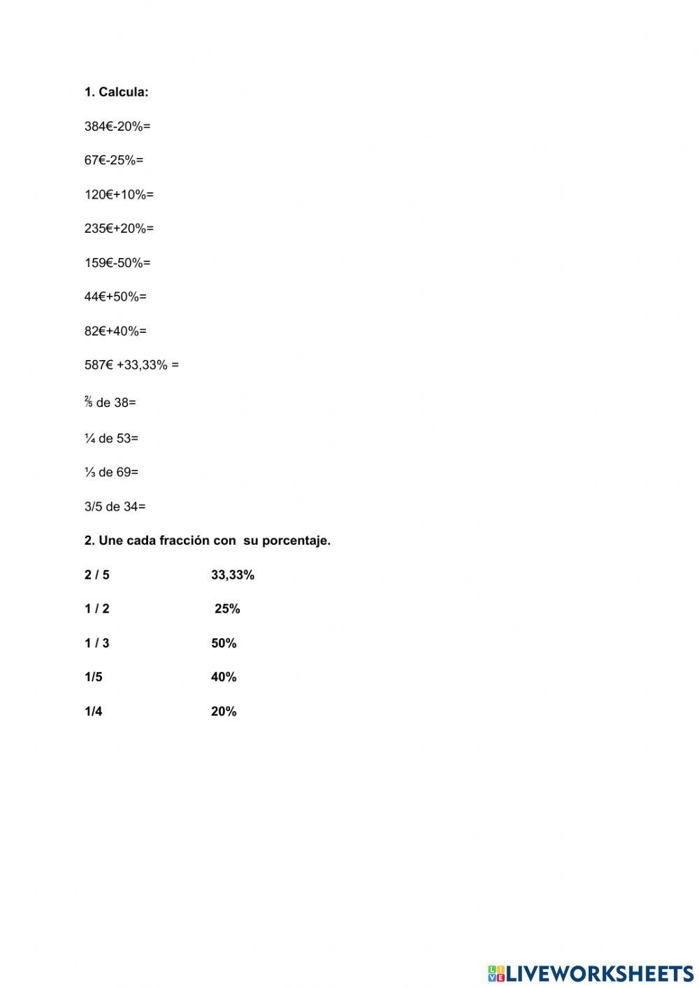 Fracción y porcentaje
