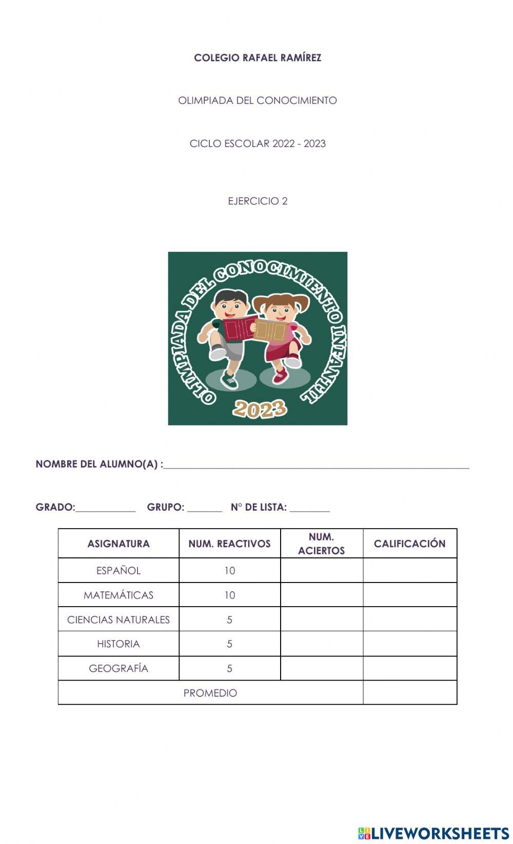 6 Examen 2 Olimpiada Del Conocimiento 2022 2023