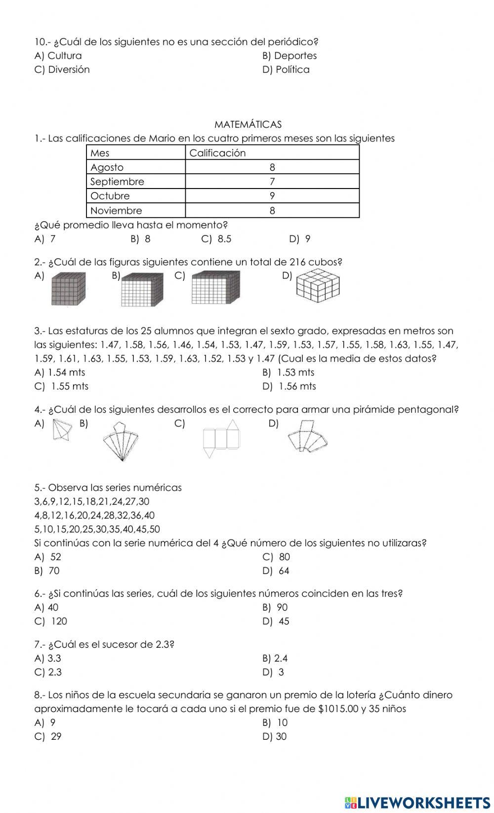 6 Examen 2 Olimpiada Del Conocimiento 2022 2023