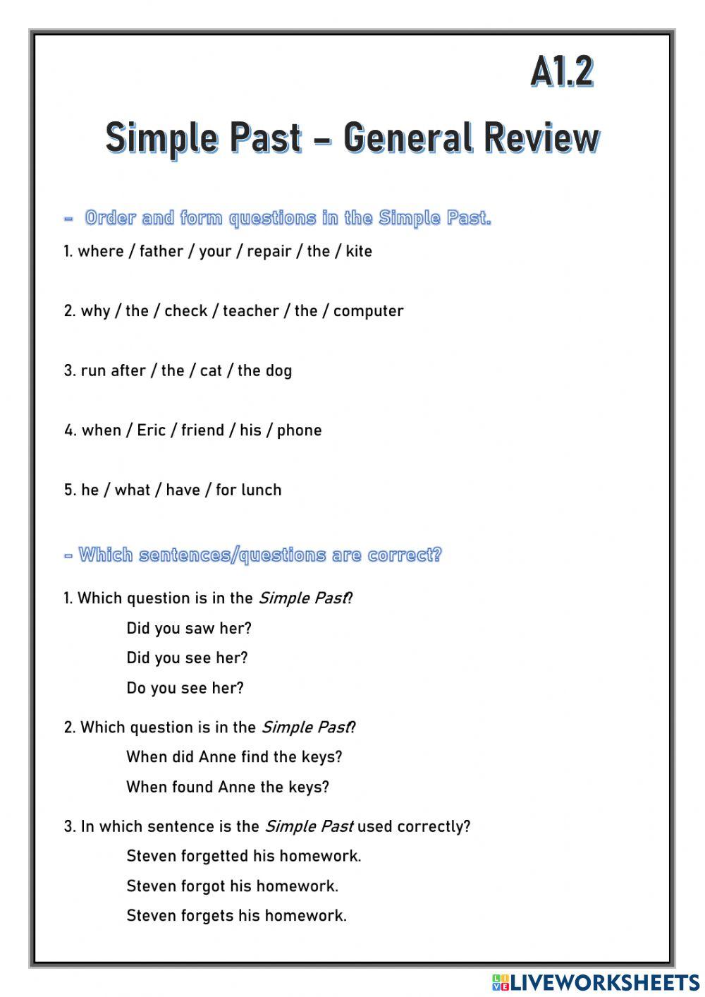 Simple Past - General Review