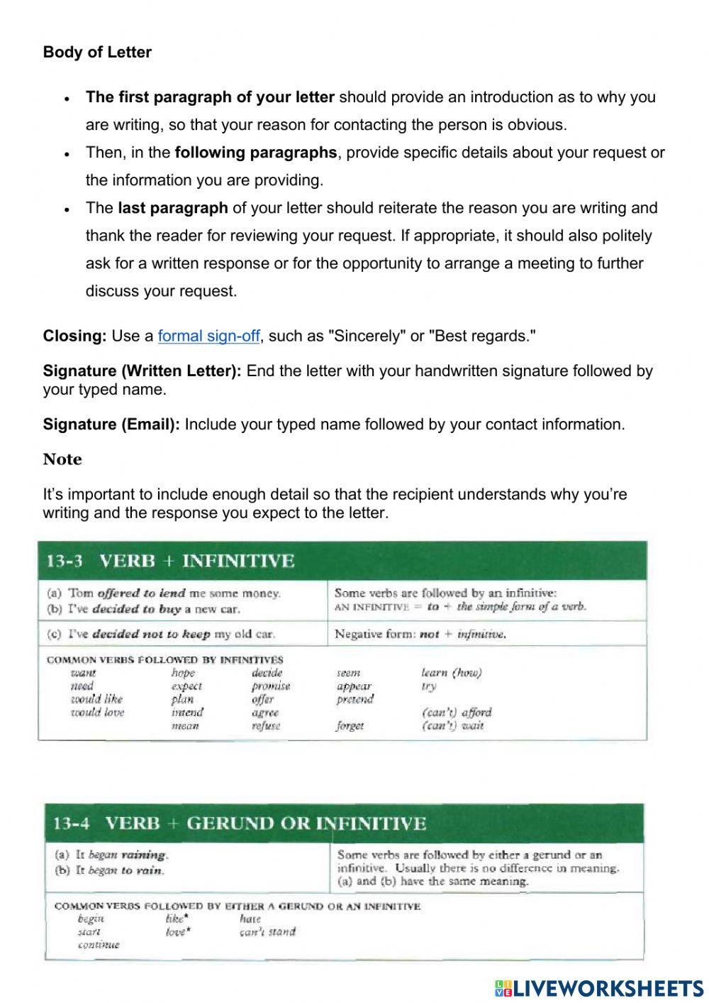 Gerunds and Infinitives