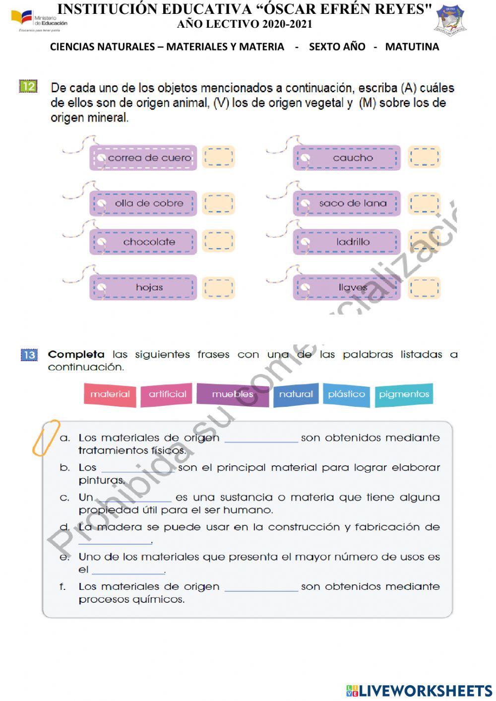Materia y materiales.