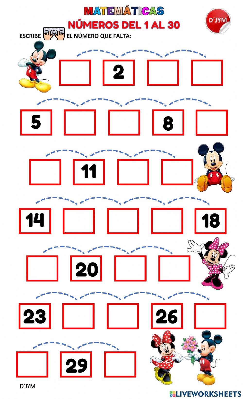 Numeración del 1 al 30