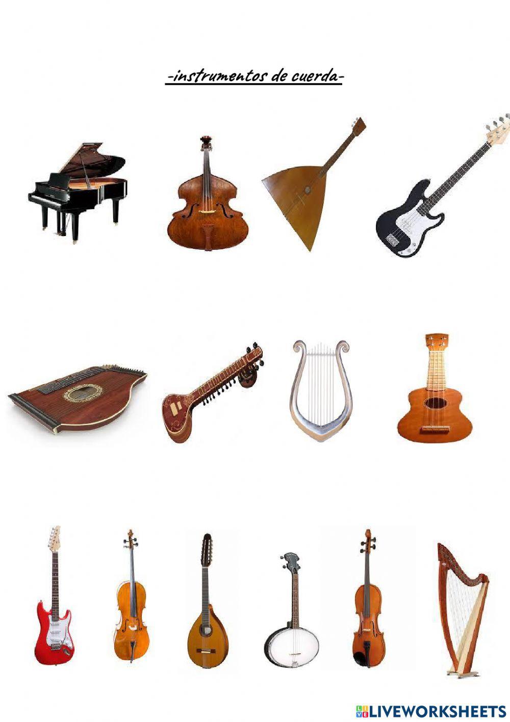 Instrumentos musicales de cuerda worksheet