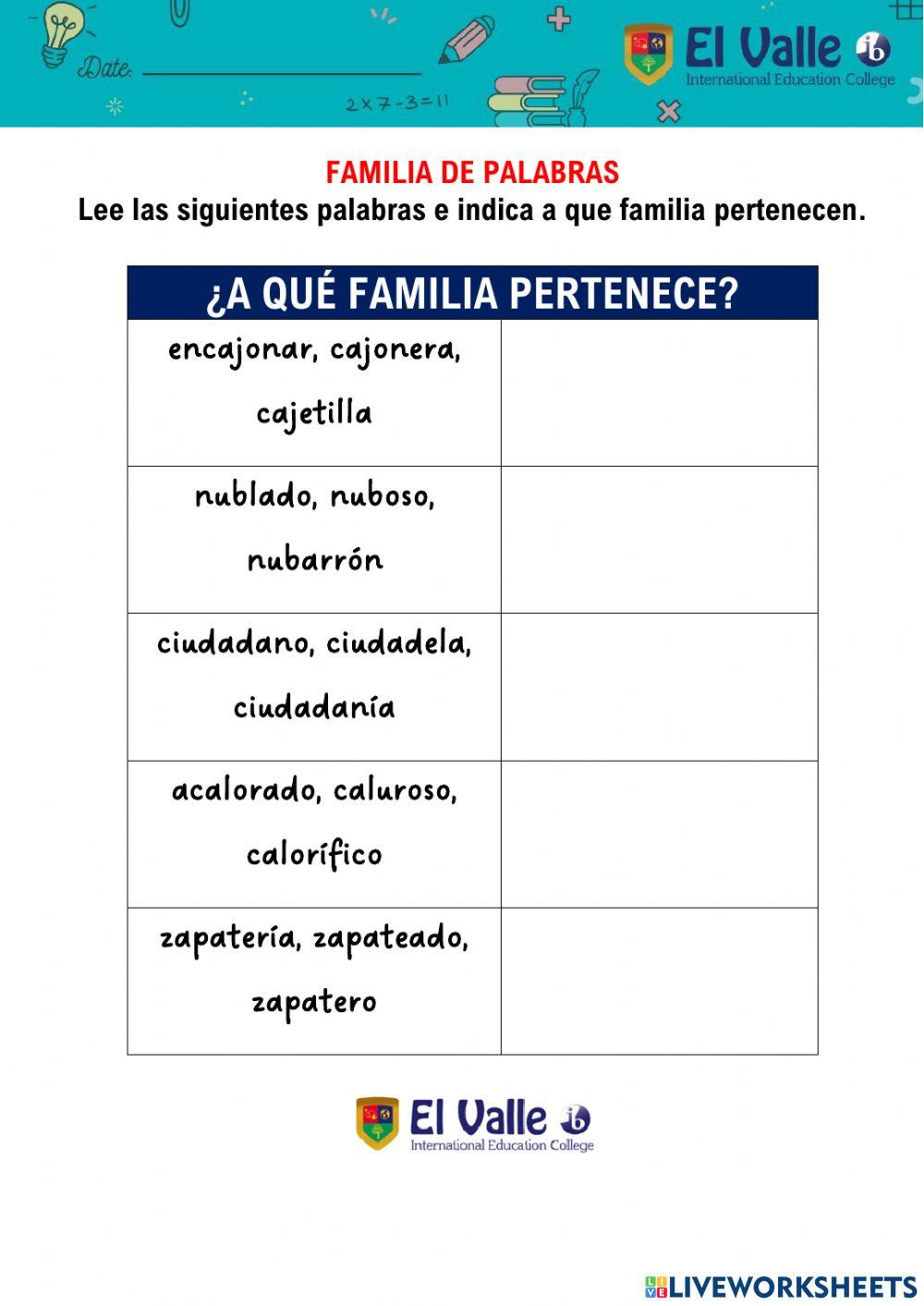 Familia de palabras