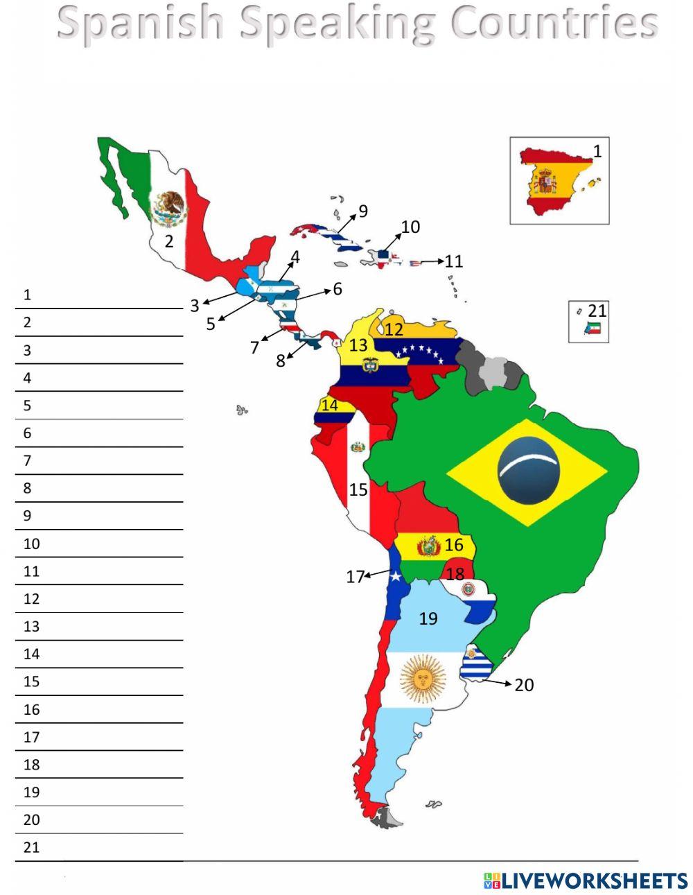 Spanish Speaking Countries And Capitals Map Spanish Speaking Countries And Capitals Map