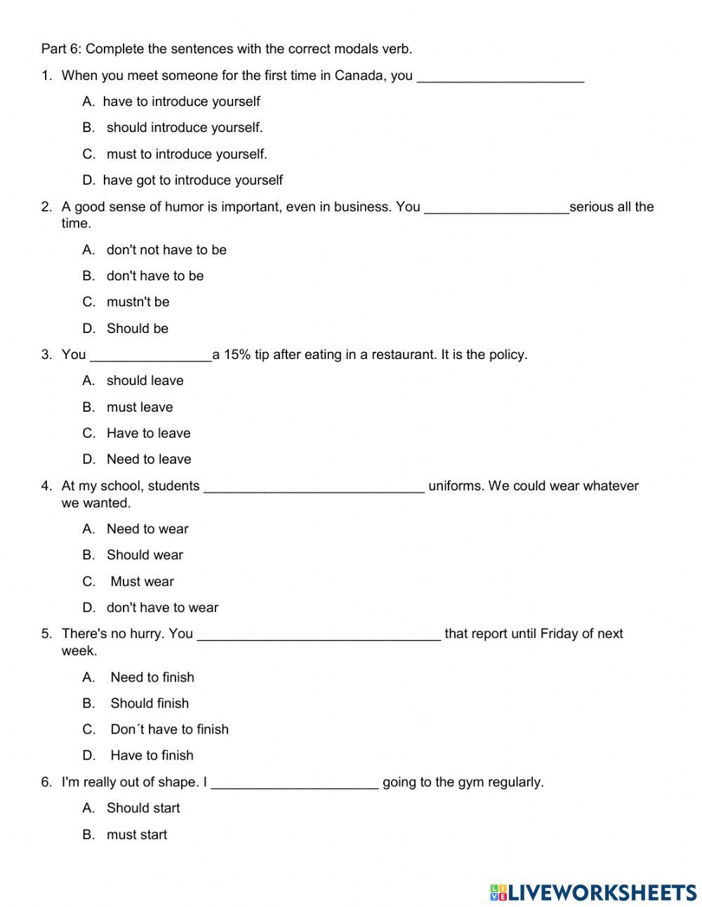 Grammar Test 3 - Level 8